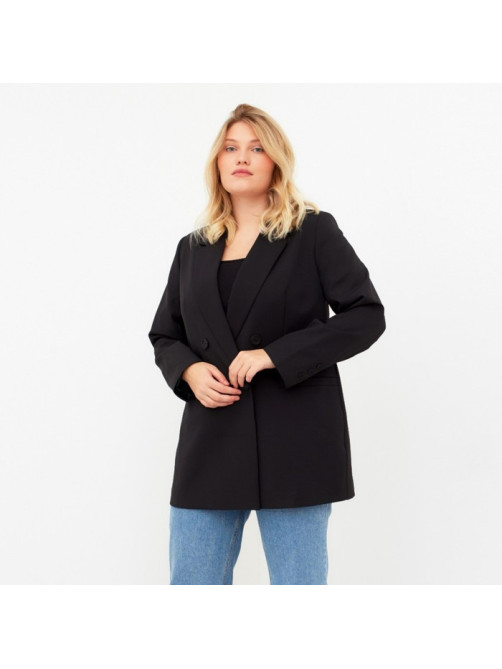 Пиджак женский двубортный MIST plus-size, размер 52, чёрный