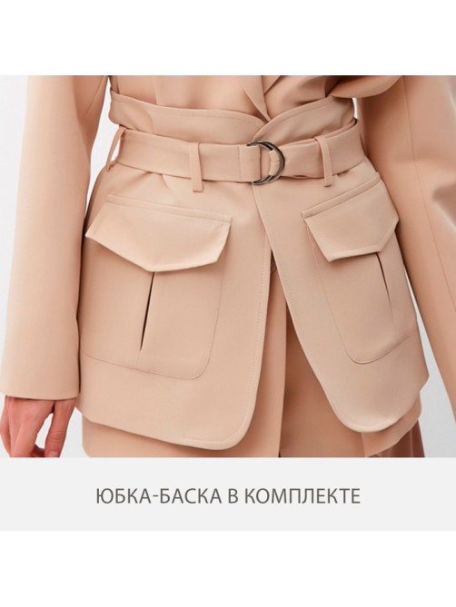 Пиджак женский MINAKU: Casual Collection, песочный, размер 50