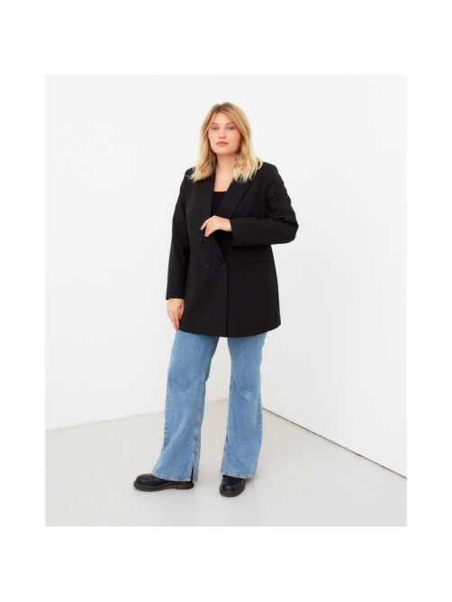 Пиджак женский двубортный MIST plus-size, размер 52, чёрный