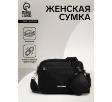 Сумка женская кросс-боди TEXTURA на молнии, 16×7×17 см, чёрная