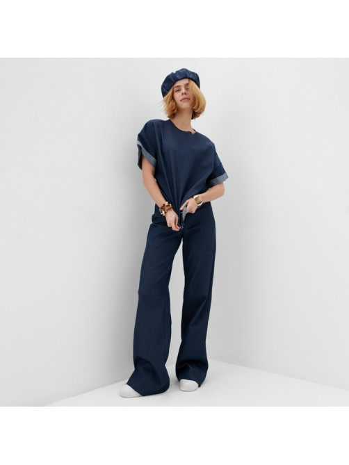 Джинсы женские клёш MINAKU: Jeans Collection, размер 42, синие