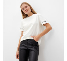 Футболка женская с черным кантом MINAKU Basic line, цвет молочный, размер 42