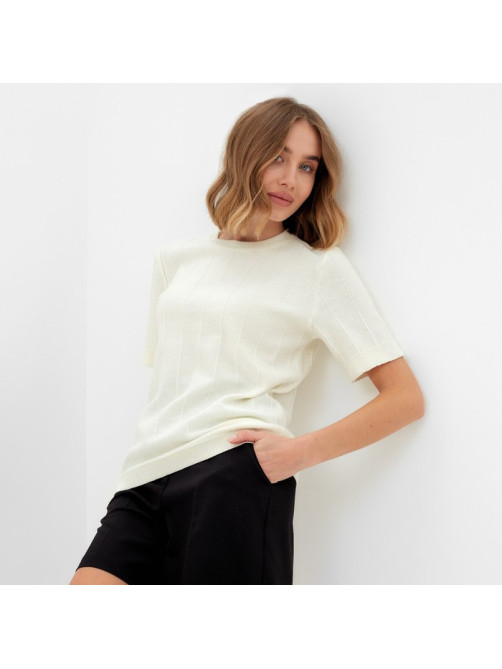 Футболка женская MINAKU: Knitwear collection, цвет экрю, размер 42