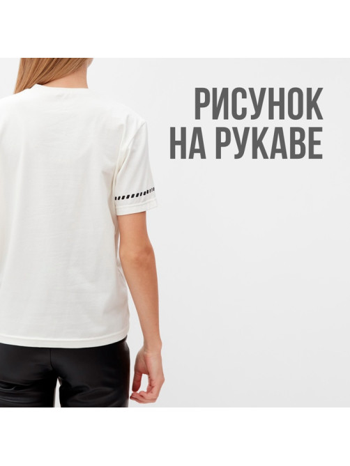 Футболка женская с черным кантом MINAKU Basic line, цвет молочный, размер 48