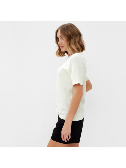 Футболка женская MINAKU: Knitwear collection, цвет экрю, размер 42