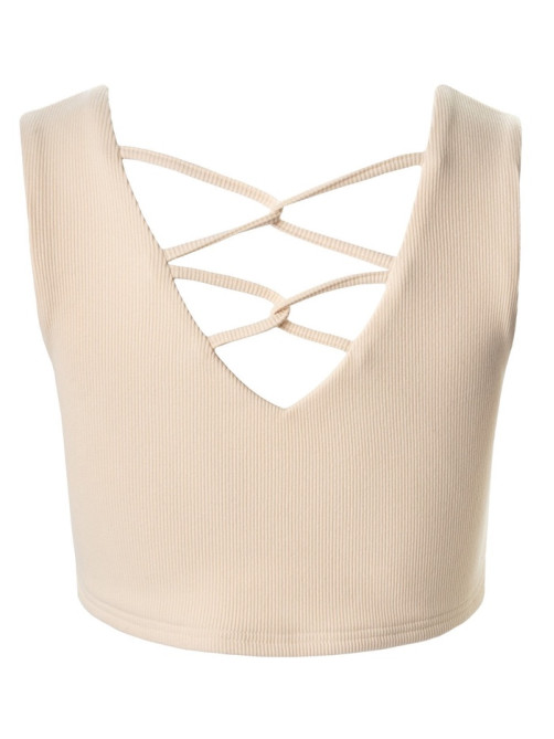 Топ с сеткой женский MINAKU: Casual Collection, ваниль, размер 44