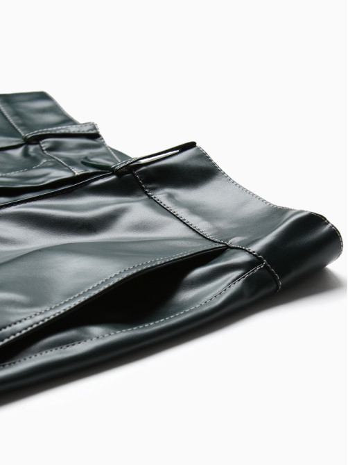 Брюки женские из экокожи MINAKU: Eco leather, зелёные, размер 42