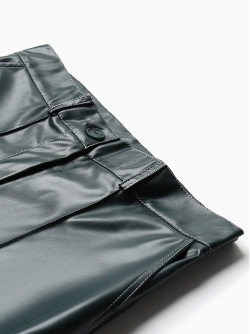 Брюки женские из экокожи MINAKU: Eco leather, зелёные, размер 48
