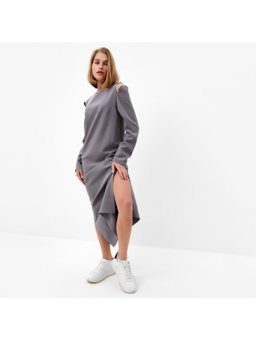 Платье с разрезами макси женское MINAKU: Casual collection, графит, размер 42