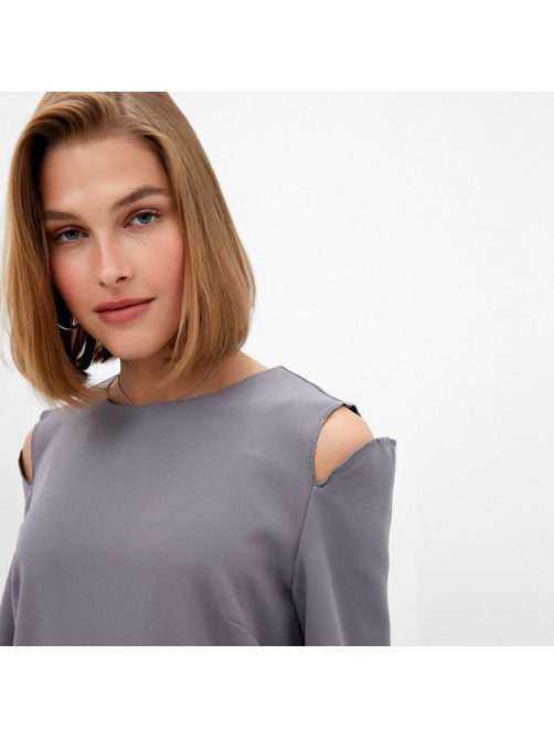 Платье с разрезами макси женское MINAKU: Casual collection, графит, размер 42