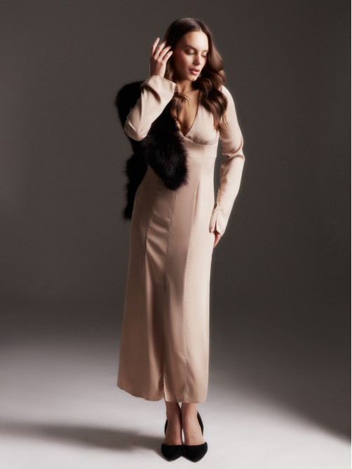 Платье женское шёлковое MIST: Classic Collection размер 42, бежевое