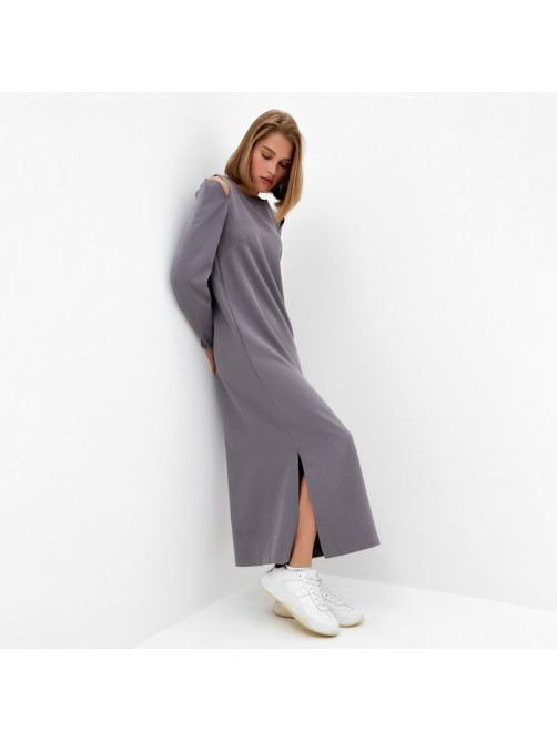 Платье с разрезами макси женское MINAKU: Casual collection, графит, размер 46