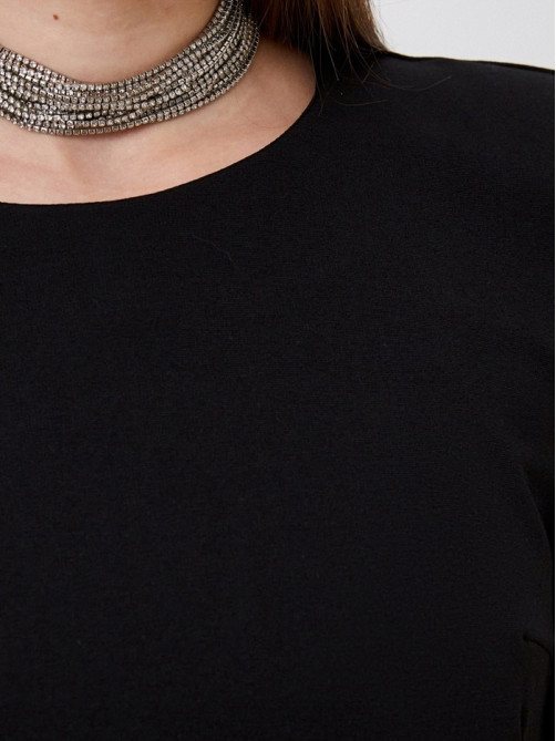 Платье мини женское MIST с акцентной линией плеч, размер 42, чёрное