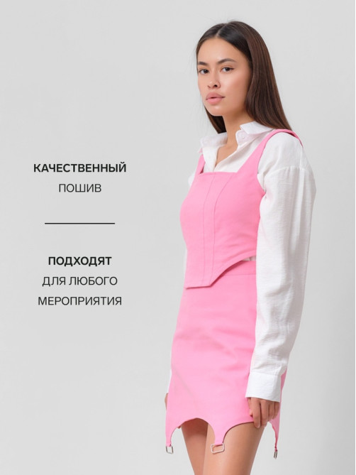 Корсет женский джинсовый MIST: Denim, размер 48, светло-розовый