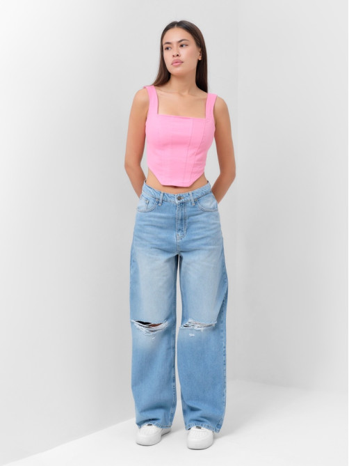 Корсет женский джинсовый MIST: Denim, размер 46, светло-розовый