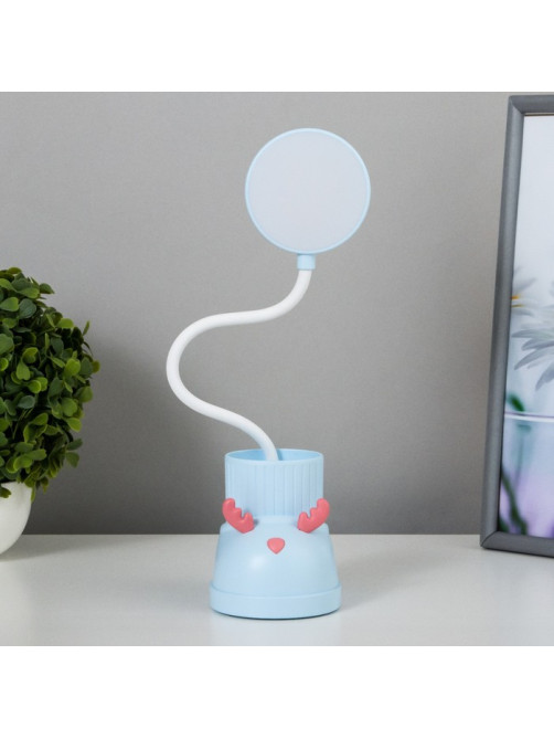 Лампа настольная «Ботинок лось» LED 3 режима 3 Вт USB органайзер синий 8×11×31 см RISALUX