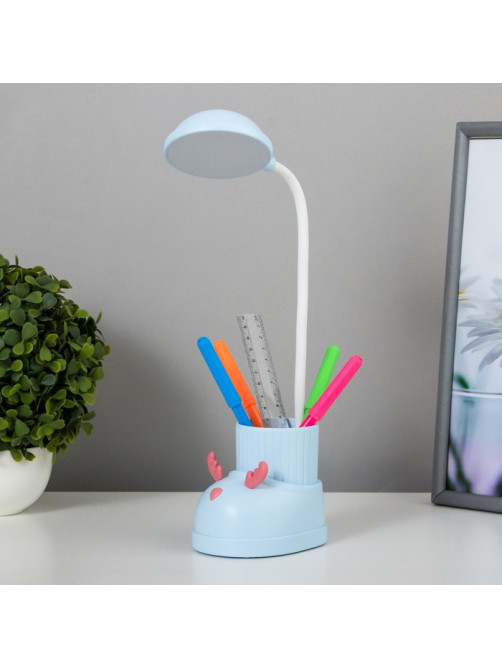 Лампа настольная «Ботинок лось» LED 3 режима 3 Вт USB органайзер синий 8×11×31 см RISALUX