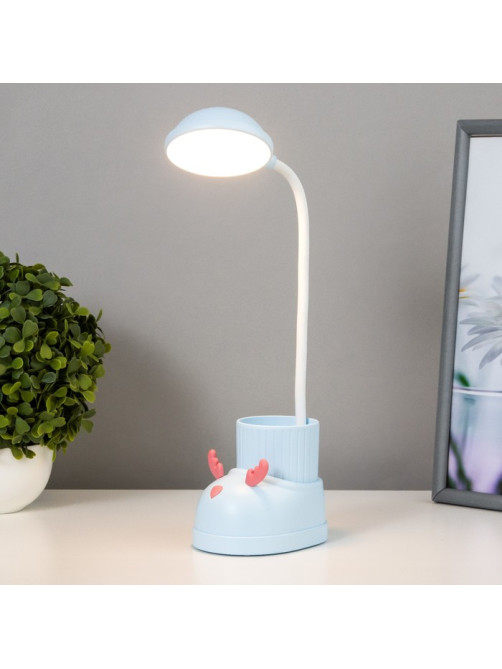 Лампа настольная «Ботинок лось» LED 3 режима 3 Вт USB органайзер синий 8×11×31 см RISALUX