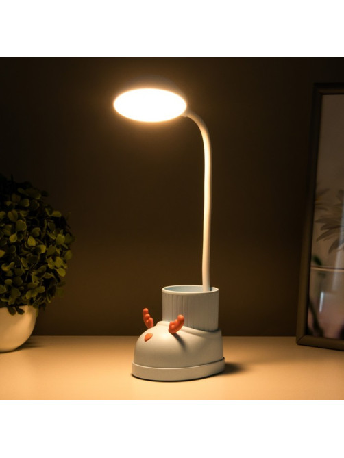 Лампа настольная «Ботинок лось» LED 3 режима 3 Вт USB органайзер синий 8×11×31 см RISALUX