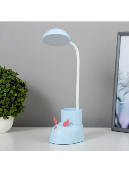 Лампа настольная «Ботинок лось» LED 3 режима 3 Вт USB органайзер синий 8×11×31 см RISALUX