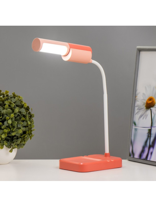 Настольная лампа «Лансер» LED 3.5 Вт USB АКБ красно-розовый 11×15×45 см RISALUX