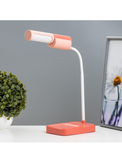 Настольная лампа «Лансер» LED 3.5 Вт USB АКБ красно-розовый 11×15×45 см RISALUX