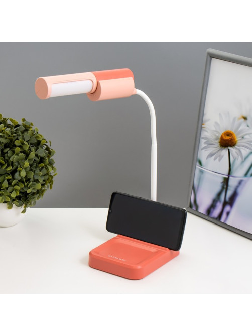 Настольная лампа «Лансер» LED 3.5 Вт USB АКБ красно-розовый 11×15×45 см RISALUX