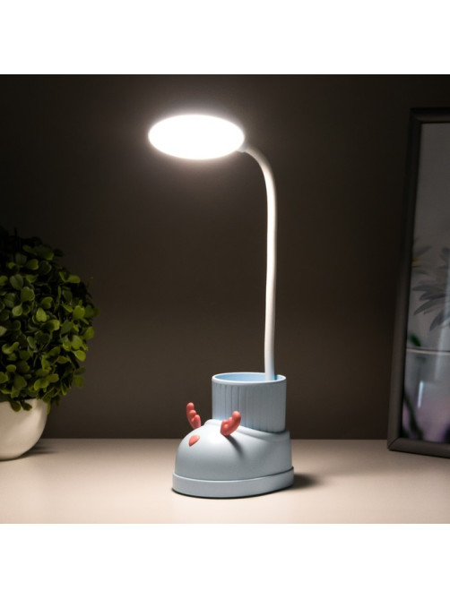 Лампа настольная «Ботинок лось» LED 3 режима 3 Вт USB органайзер синий 8×11×31 см RISALUX