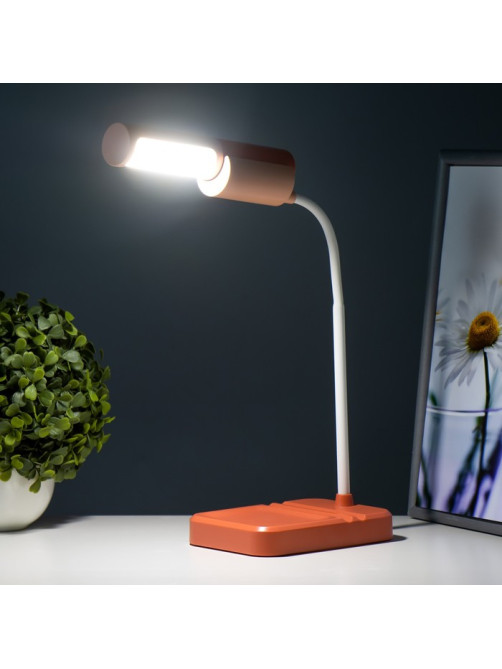 Настольная лампа «Лансер» LED 3.5 Вт USB АКБ красно-розовый 11×15×45 см RISALUX