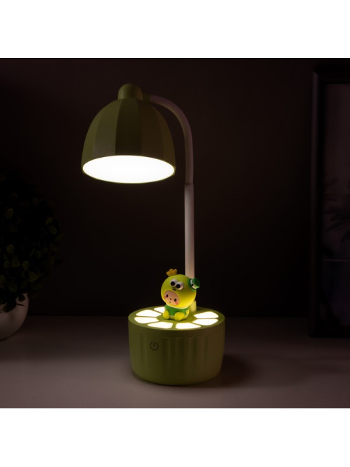 Лампа настольная «Мини лягушонок» LEd=3 режима 6.4 Вт USB салатовый 10×10×37.5 см RISALUX