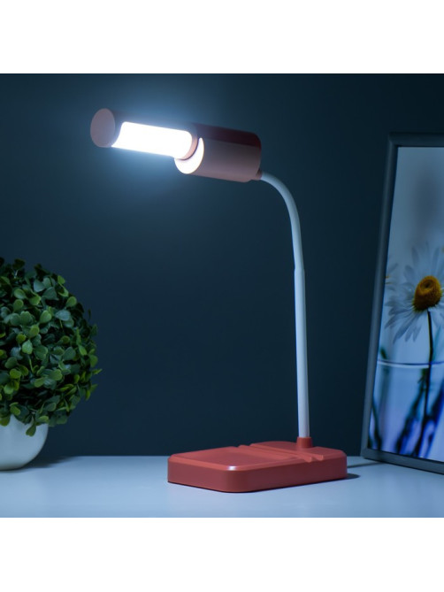 Настольная лампа «Лансер» LED 3.5 Вт USB АКБ красно-розовый 11×15×45 см RISALUX