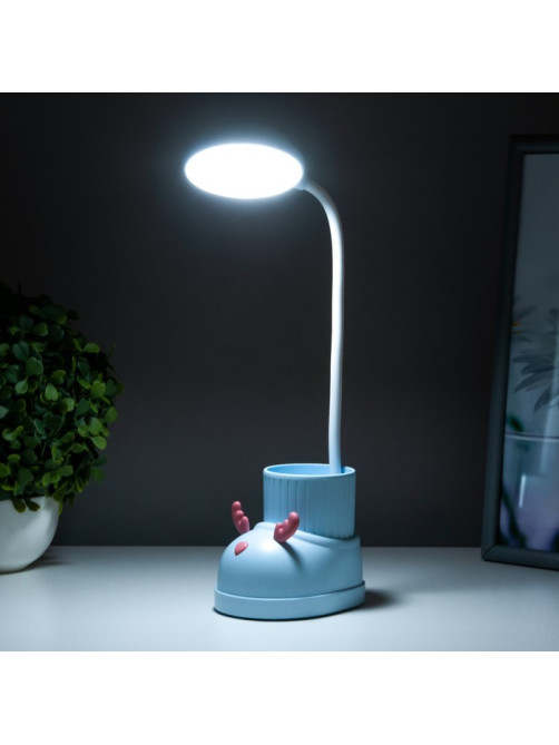 Лампа настольная «Ботинок лось» LED 3 режима 3 Вт USB органайзер синий 8×11×31 см RISALUX