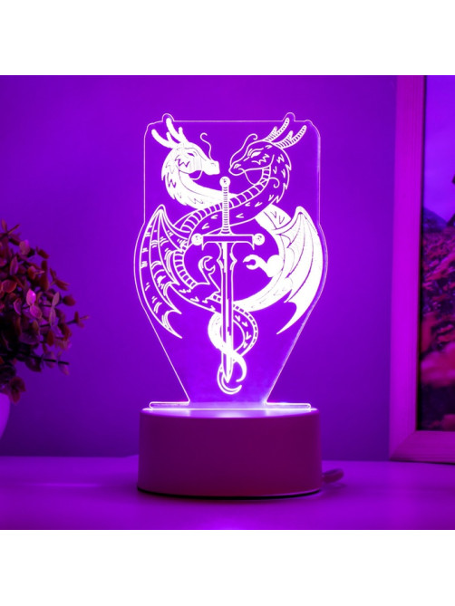 Светильник 3D RISALUX «Два дракона», LED-ночник, белый, 10×9.5×16 см