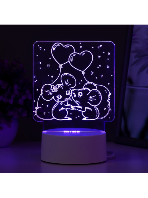 Светильник 3D RISALUX «Мышата», LED-ночник, RGB, от сети, 11.2×9.5×12.6 см