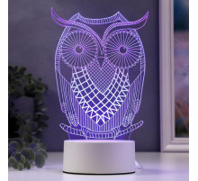 Светильник «Большой филин» LED RGB от сети 9.5×13×22 см RISALUX