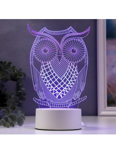 Светильник «Большой филин» LED RGB от сети 9.5×13×22 см RISALUX