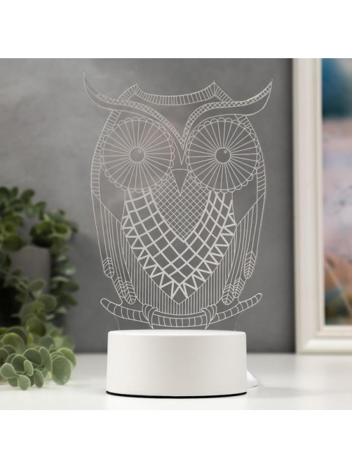 Светильник «Большой филин» LED RGB от сети 9.5×13×22 см RISALUX