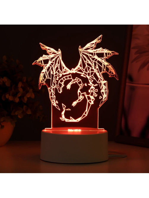 Светильник 3D RISALUX «Дракон», LED-ночник, RGB, от сети, 14.2×9.5×16 см