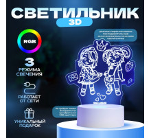 Светильник 3D RISALUX «Подружки», LED-ночник, RGB, от сети