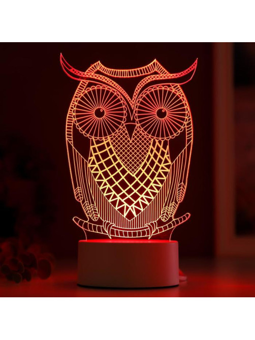 Светильник «Большой филин» LED RGB от сети 9.5×13×22 см RISALUX