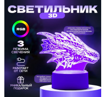 Светильник 3D RISALUX «Дракон», LED-ночник, белый 15×9.5×11 см