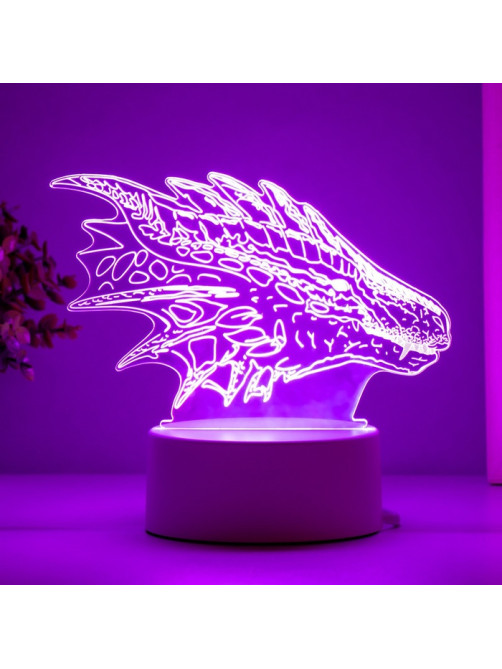 Светильник 3D RISALUX «Дракон», LED-ночник, белый 15×9.5×11 см