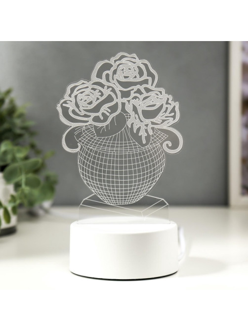 3D-светильник настольный светодиодный RISALUX «Ваза с цветами», LED, RGB, от сети
