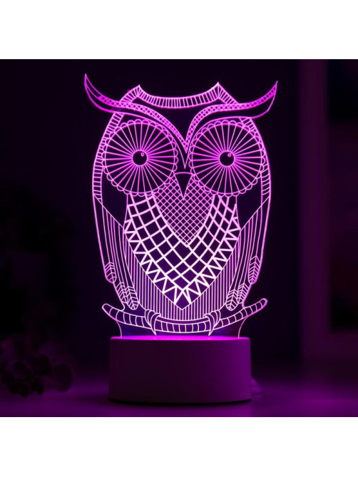 Светильник «Большой филин» LED RGB от сети 9.5×13×22 см RISALUX