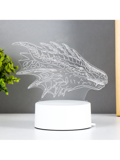 Светильник 3D RISALUX «Дракон», LED-ночник, белый 15×9.5×11 см