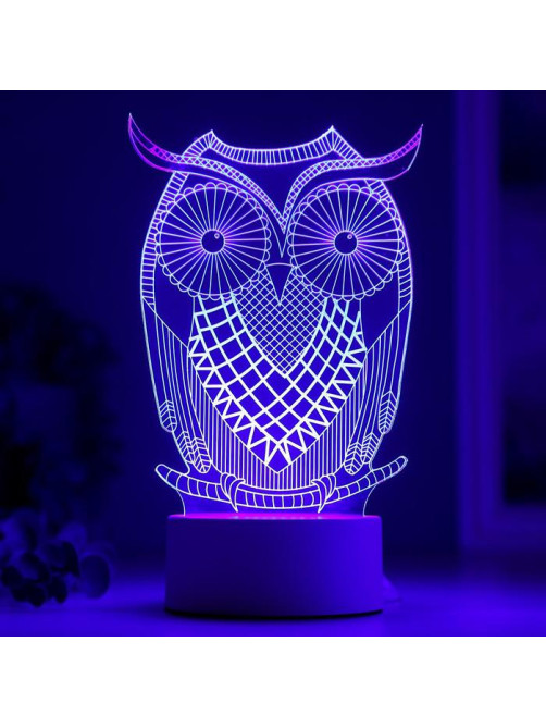 Светильник «Большой филин» LED RGB от сети 9.5×13×22 см RISALUX