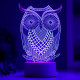 Светильник «Большой филин» LED RGB от сети 9.5×13×22 см RISALUX