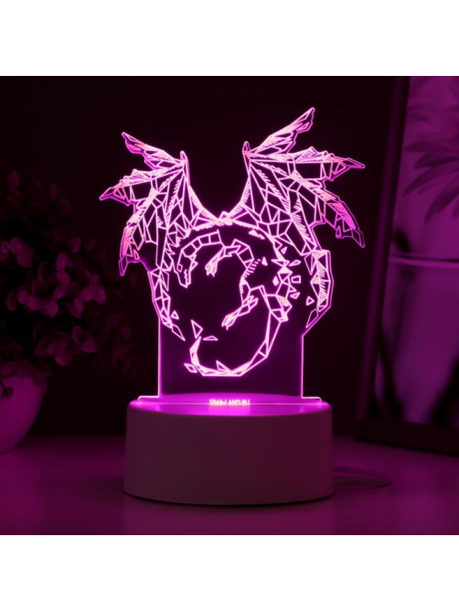 Светильник 3D RISALUX «Дракон», LED-ночник, RGB, от сети, 14.2×9.5×16 см