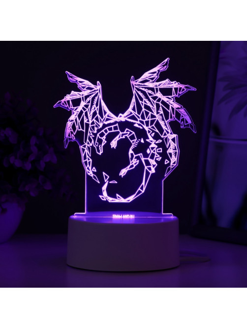 Светильник 3D RISALUX «Дракон», LED-ночник, RGB, от сети, 14.2×9.5×16 см