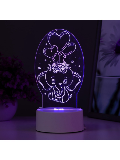 Светильник 3D RISALUX «Слоненок», LED-ночник, RGB, от сети, 11×9.5×18 см